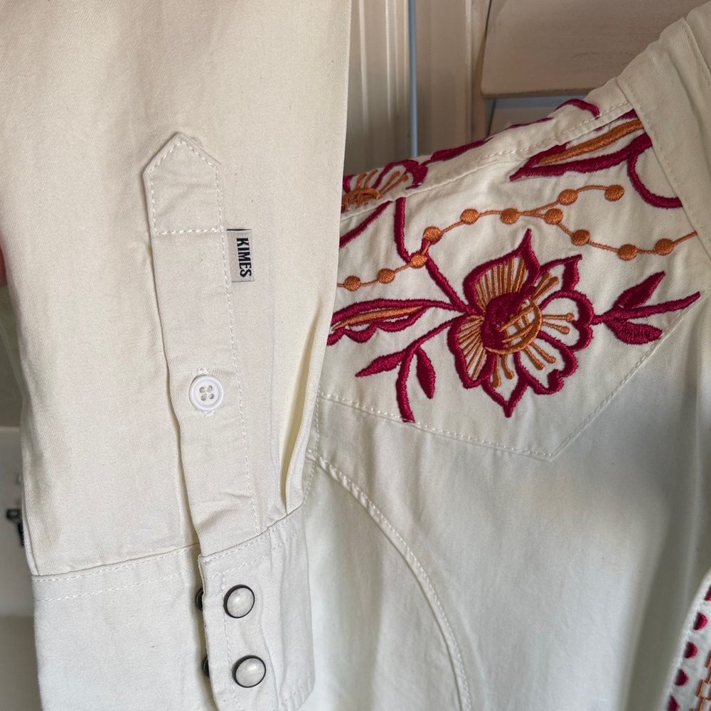 Kimes Ranch Cream Western Shirt, Size L - Picture 4 of 9
